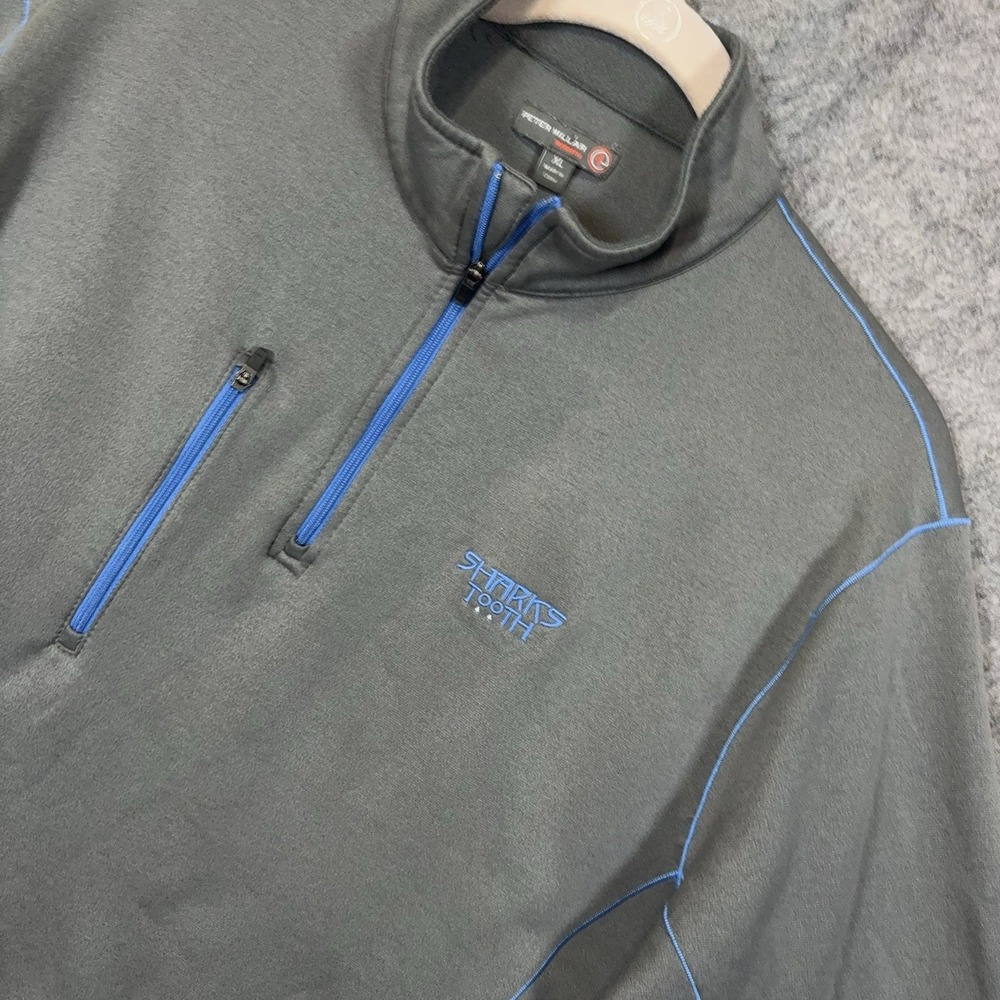 Peter Millar Thermal Flow 1/4 Zip Pullover Mens XL Gray Insulated Sharks Tooth